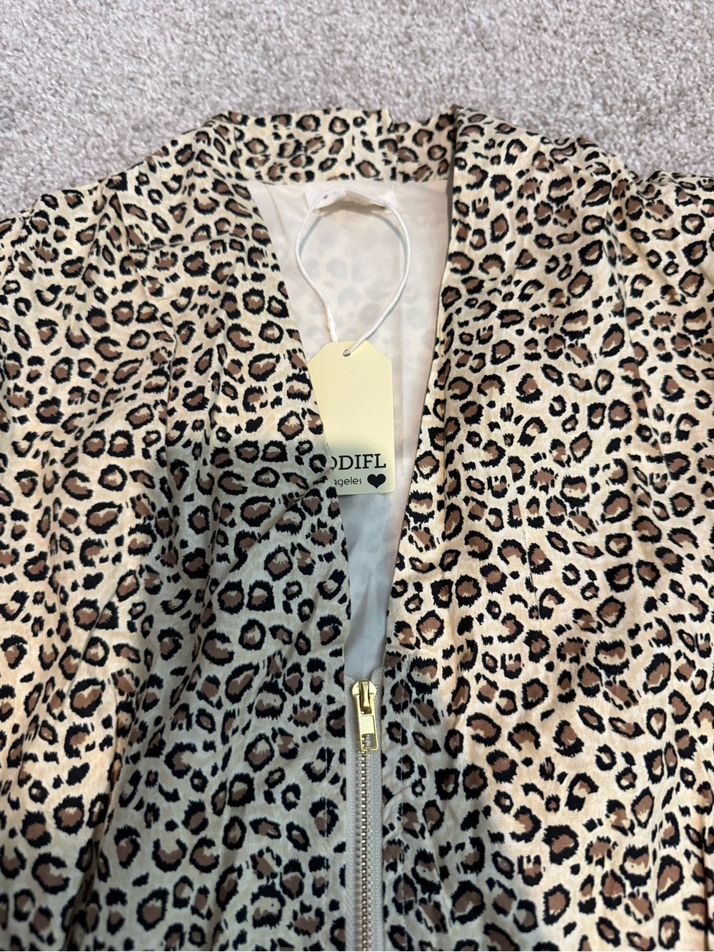 Jodifl Sleeveless Zip-Front Leopard Print Midi Dress - Beige & Black - Picture 4 of 10
